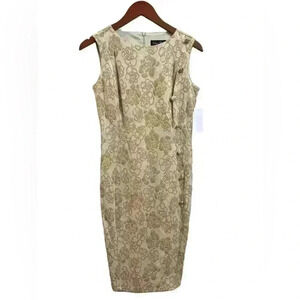 Velvet Fleur Gold Lace Shift Dress